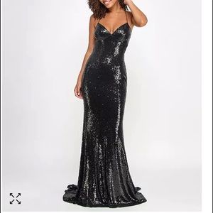 Black Strappy Back Prom Dress